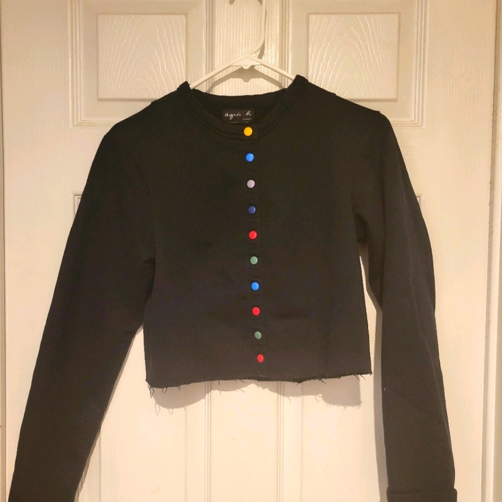 Aguis B. Paris colorful button crop sweater